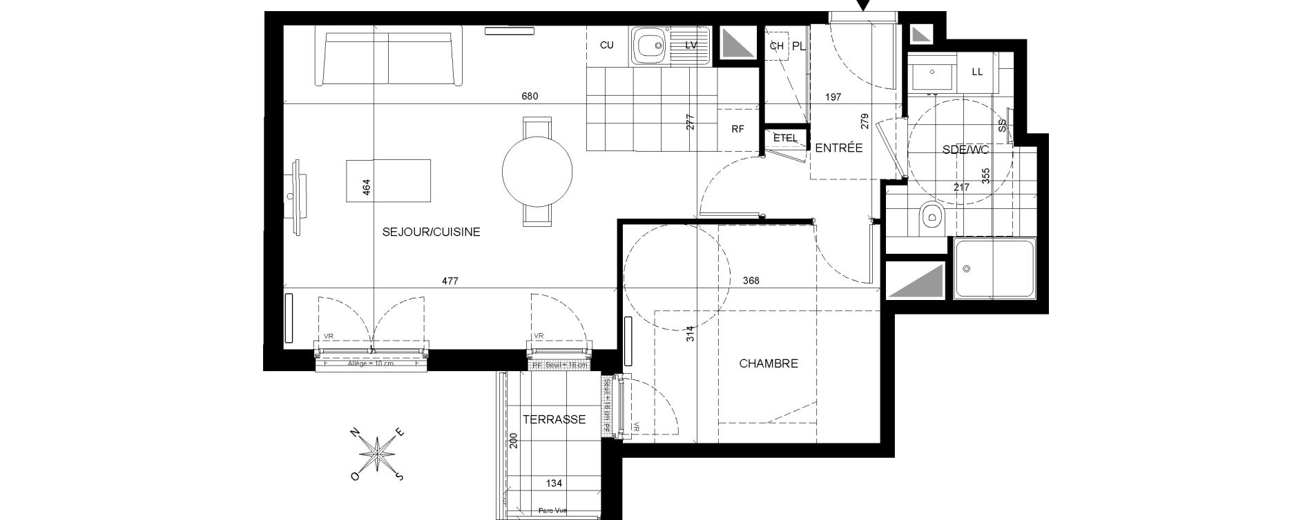 Appartement T2 de 49,96 m2 &agrave; Chaville Centre