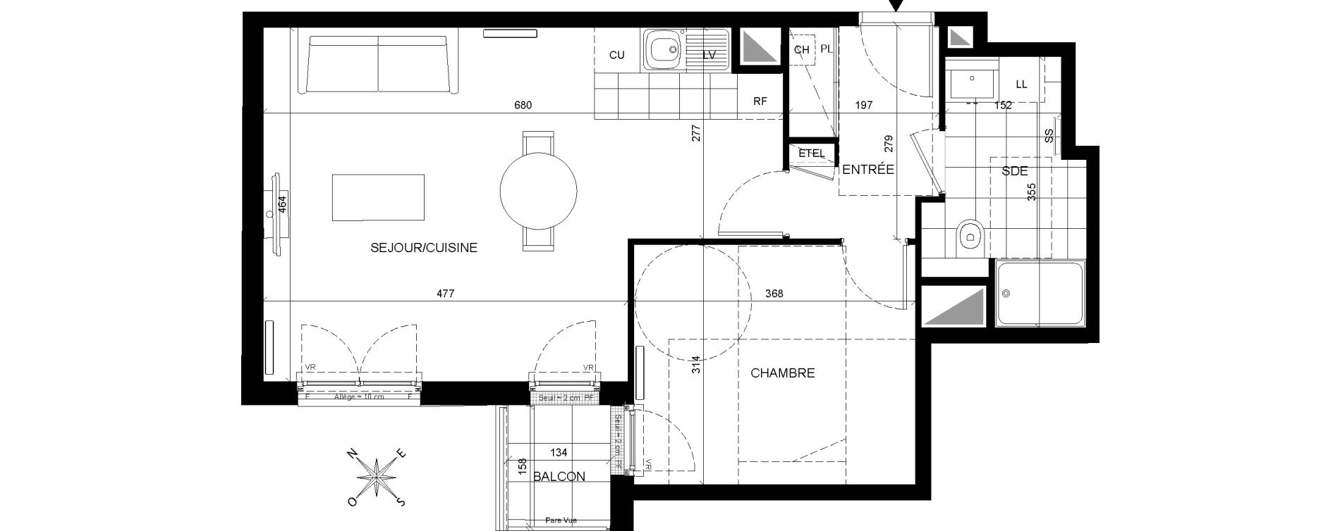 Appartement T2 de 49,97 m2 &agrave; Chaville Centre