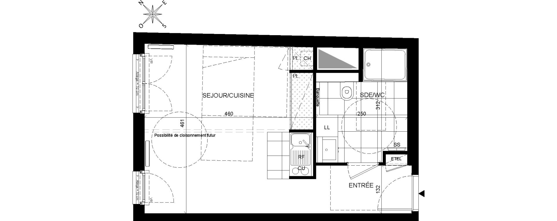 Appartement T1 de 30,91 m2 &agrave; Chaville Centre