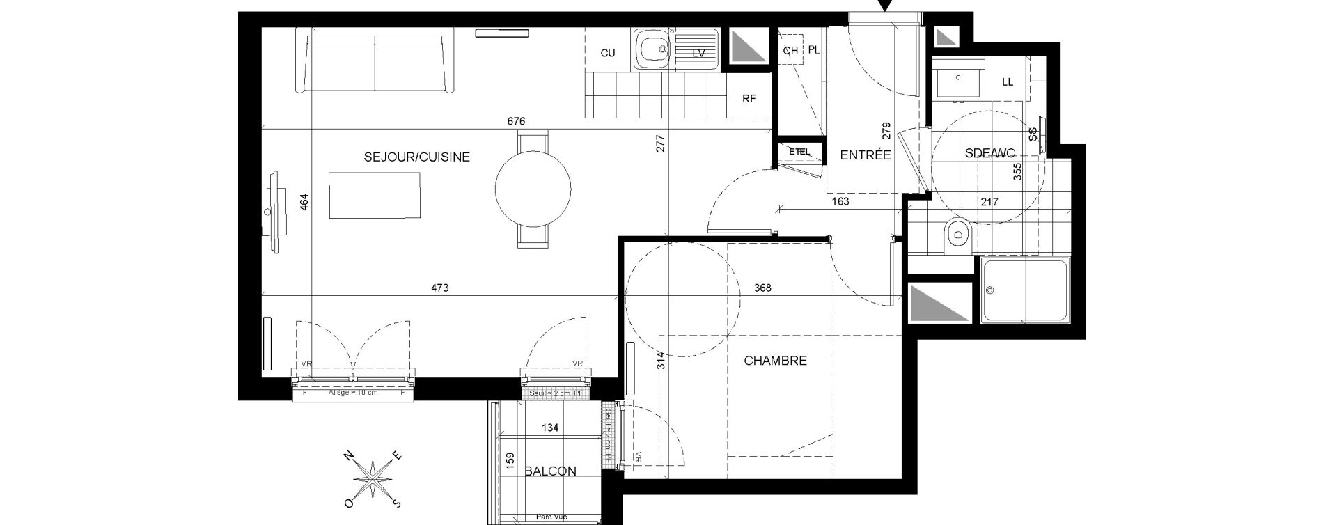 Appartement T2 de 49,74 m2 &agrave; Chaville Centre