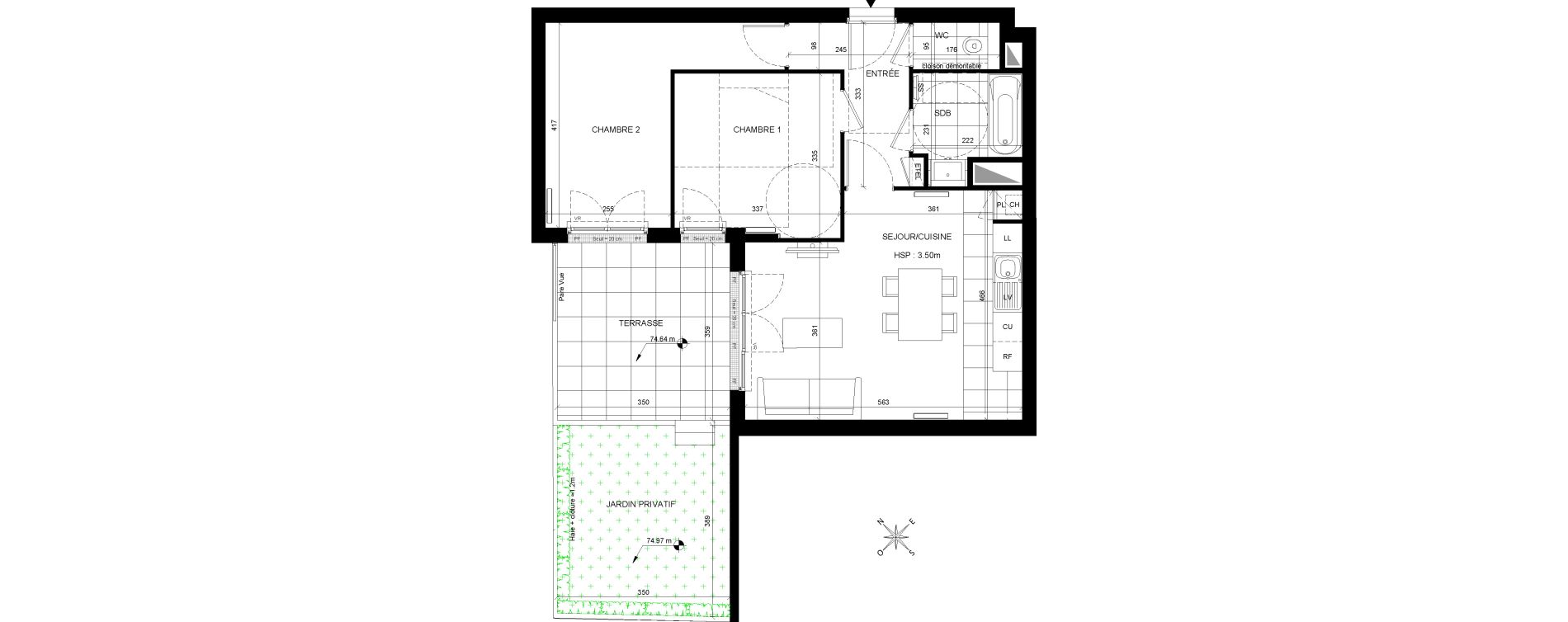 Appartement T3 de 59,26 m2 &agrave; Chaville Centre