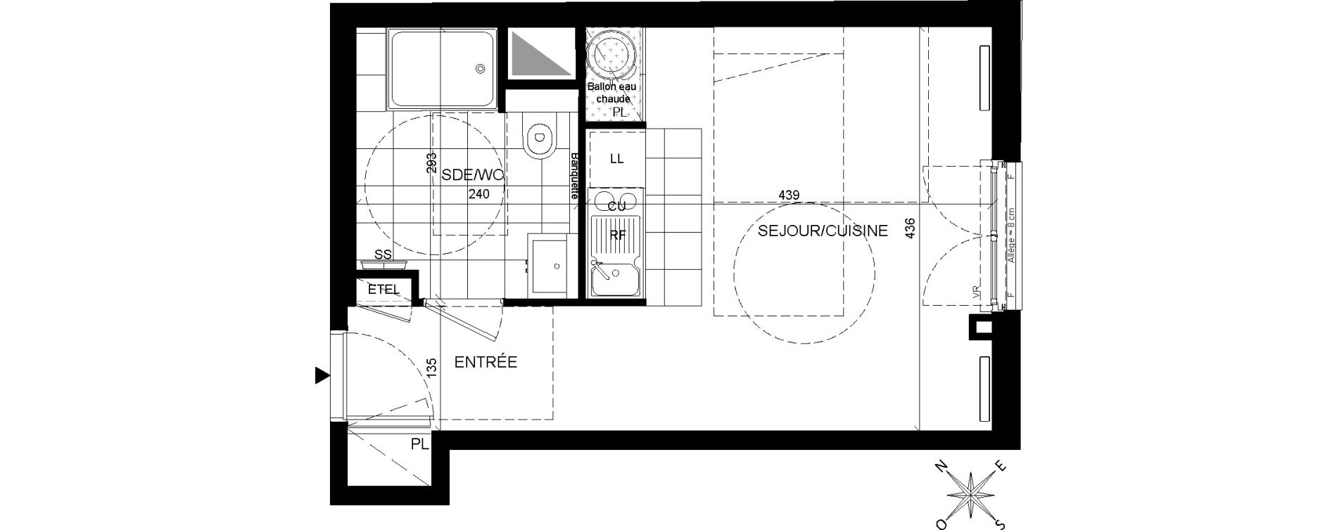 Appartement T1 de 29,22 m2 &agrave; Chaville Centre