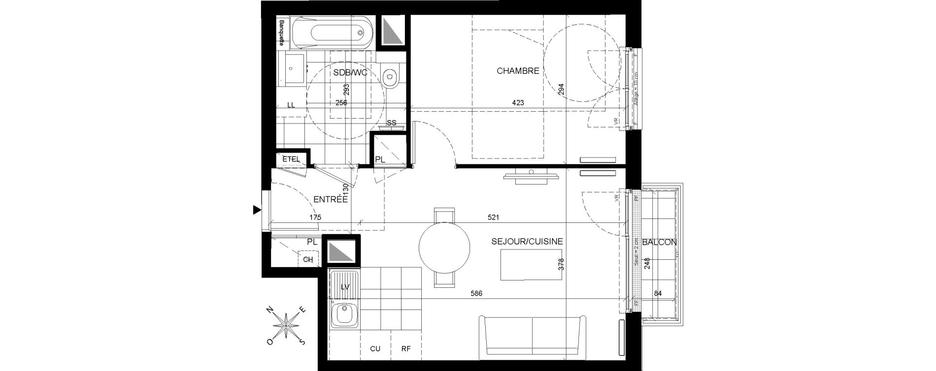 Appartement T2 de 43,04 m2 &agrave; Chaville Centre