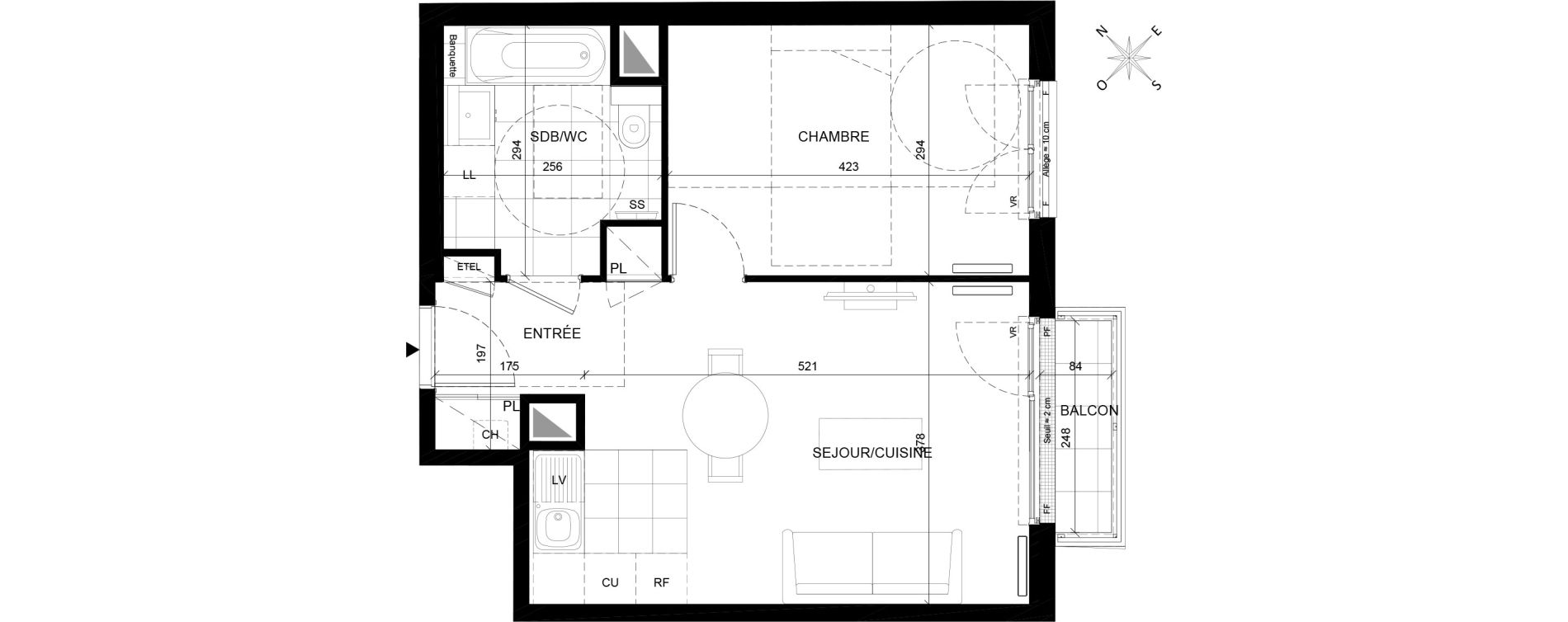 Appartement T2 de 43,07 m2 &agrave; Chaville Centre