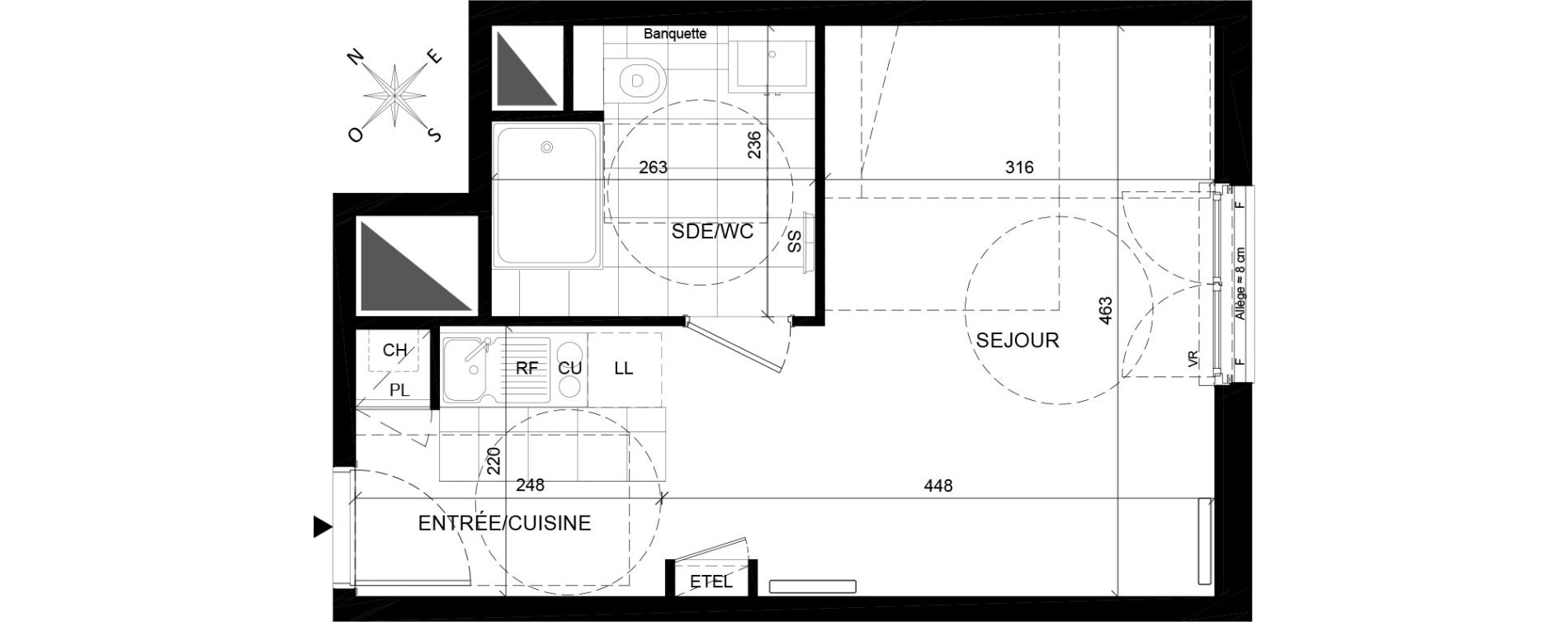 Appartement T1 de 28,17 m2 &agrave; Chaville Centre