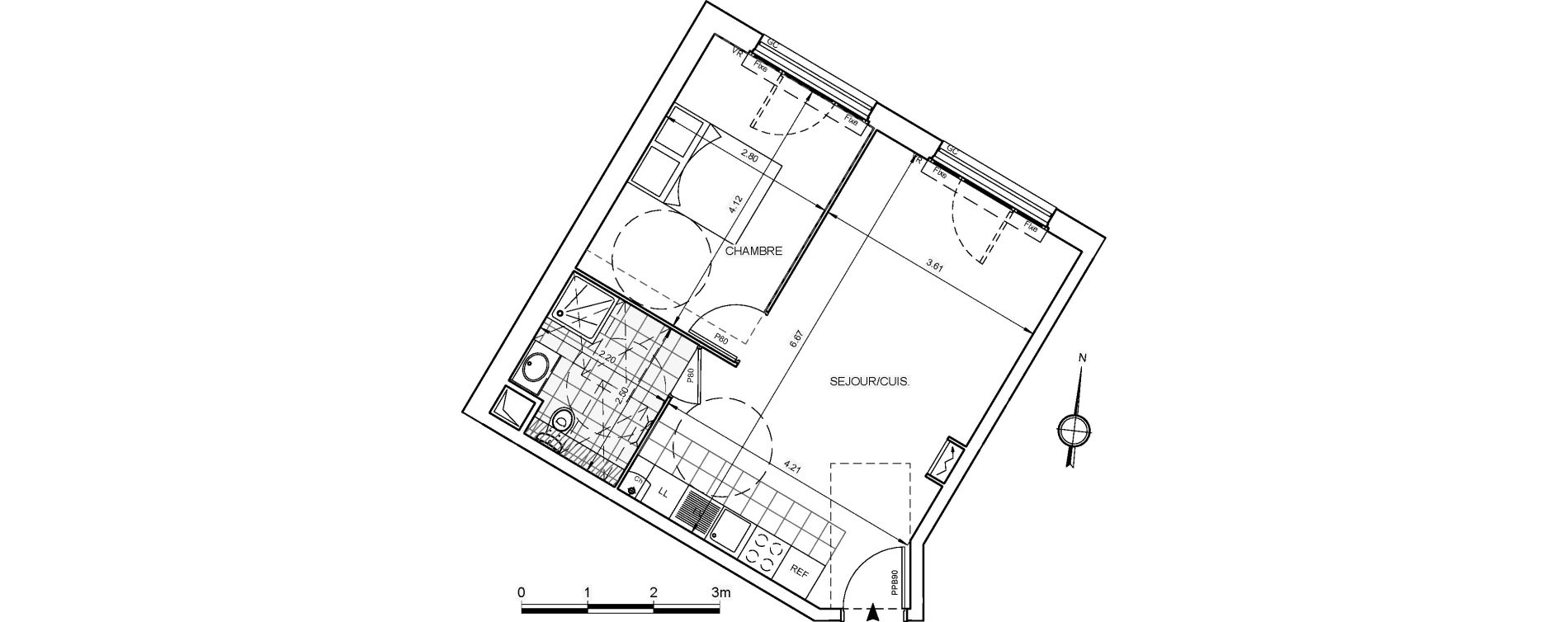 Appartement T2 de 42,46 m2 &agrave; Chaville Centre