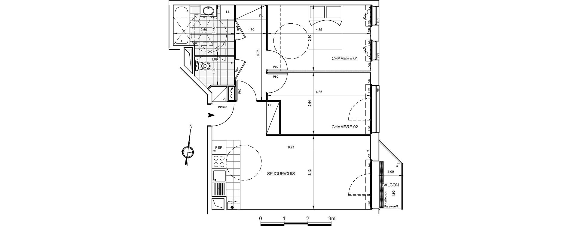 Appartement T3 de 60,66 m2 &agrave; Chaville Centre