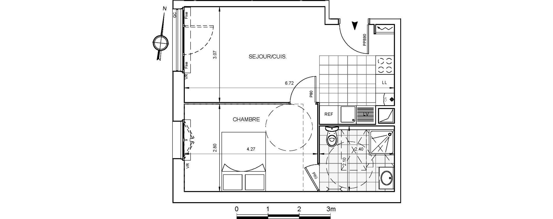Appartement T2 de 37,67 m2 &agrave; Chaville Centre