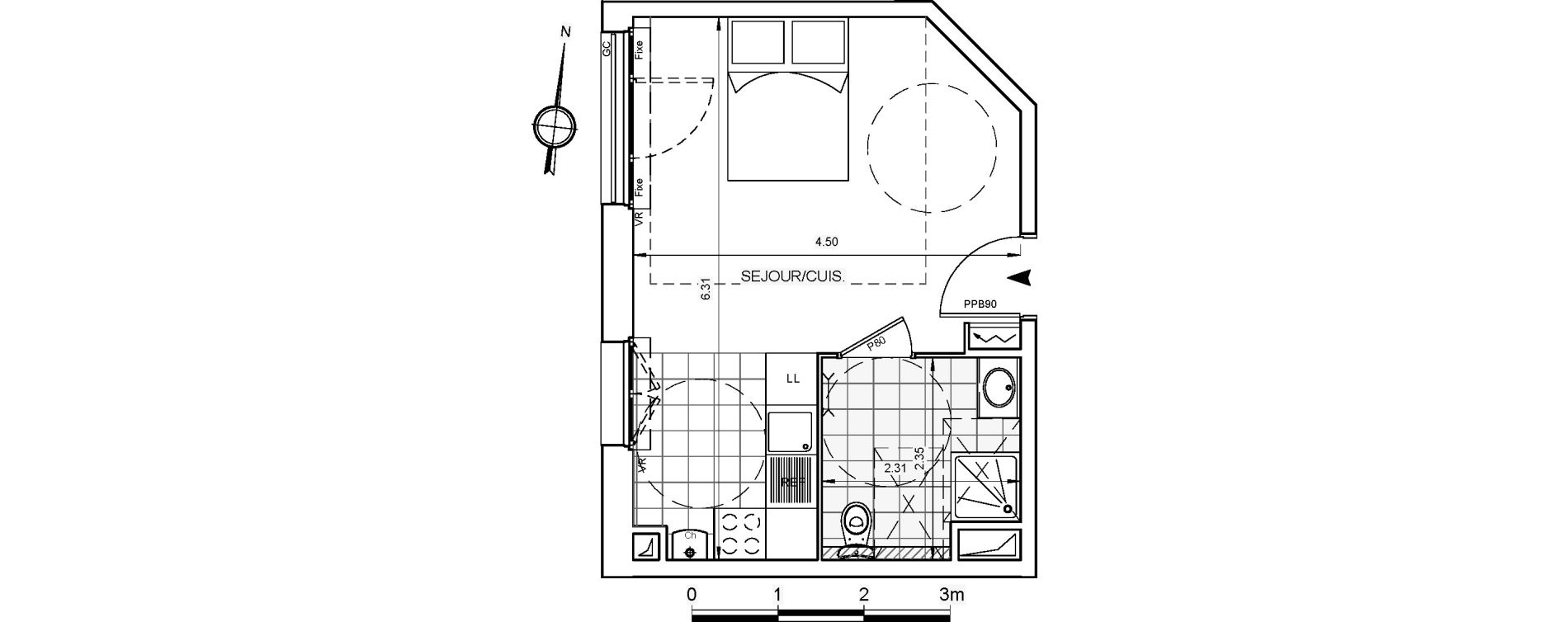 Appartement T1 de 26,99 m2 &agrave; Chaville Centre