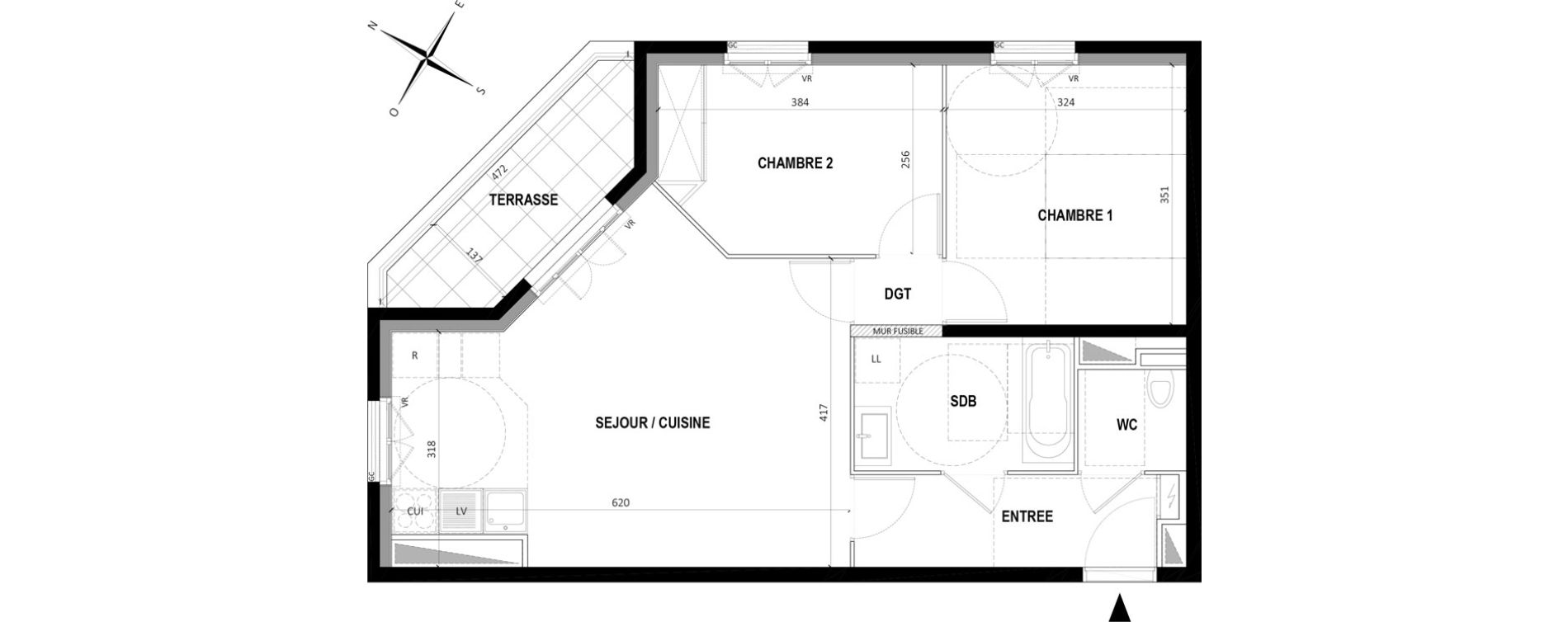 Appartement T3 de 58,38 m2 &agrave; Clamart Grand canal