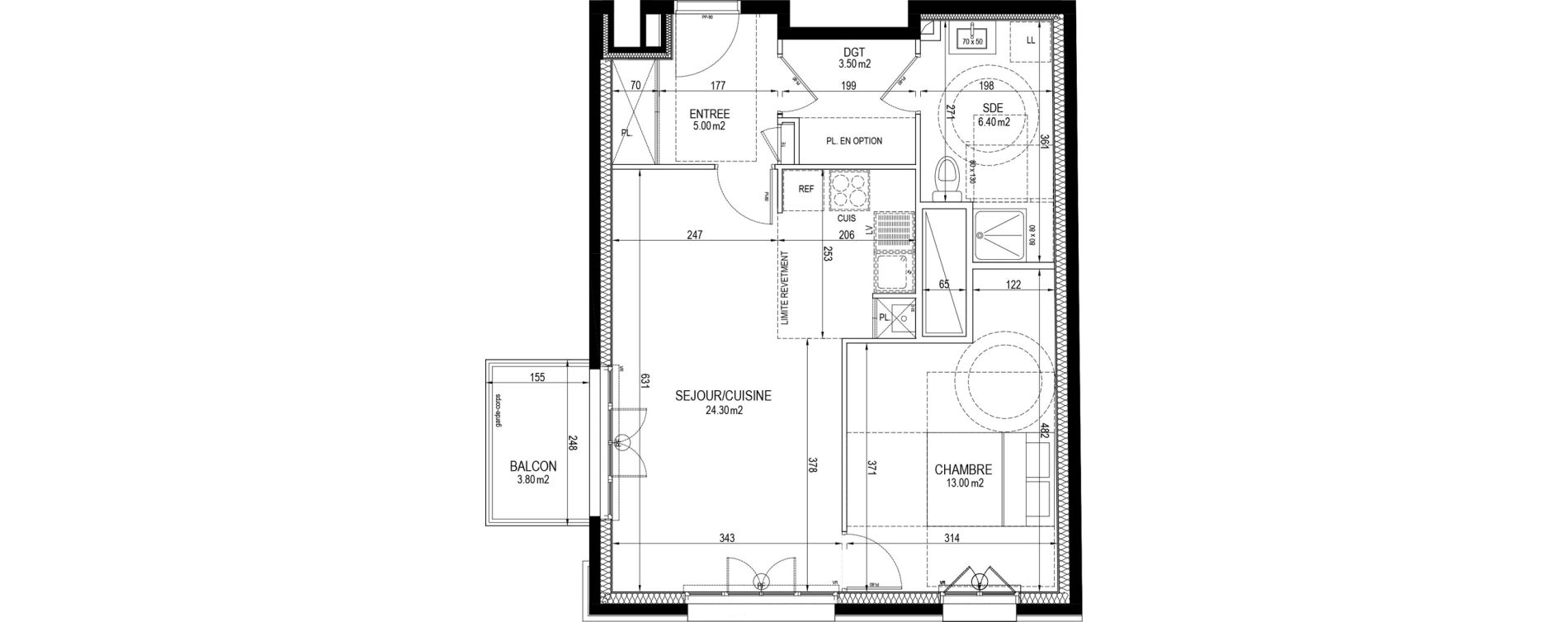 Appartement T2 de 52,20 m2 &agrave; Clamart Pave blanc