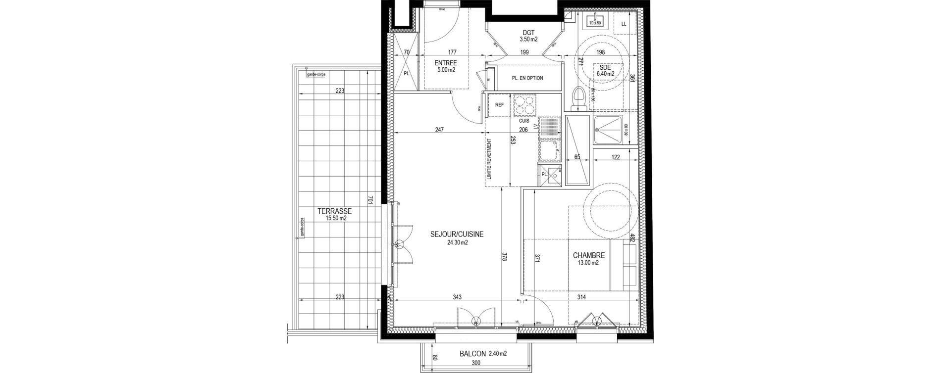 Appartement T2 de 52,20 m2 &agrave; Clamart Pave blanc