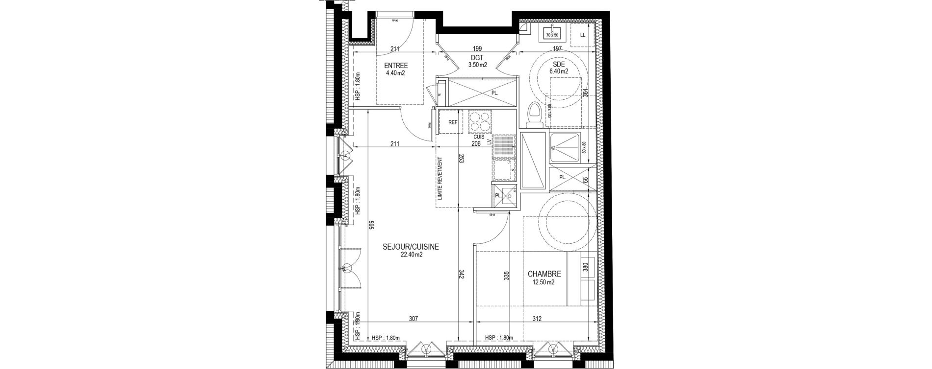 Appartement T2 de 49,20 m2 &agrave; Clamart Pave blanc