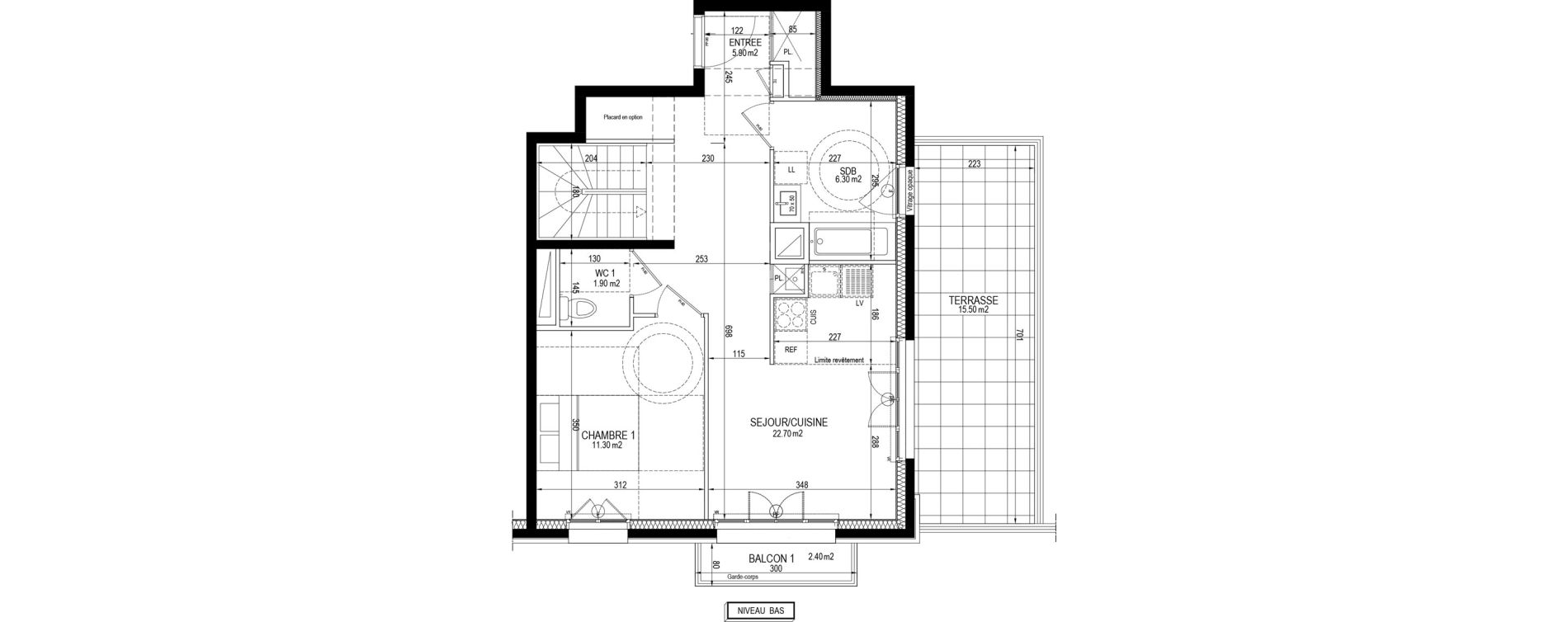 Duplex T5 de 96,80 m2 &agrave; Clamart Pave blanc