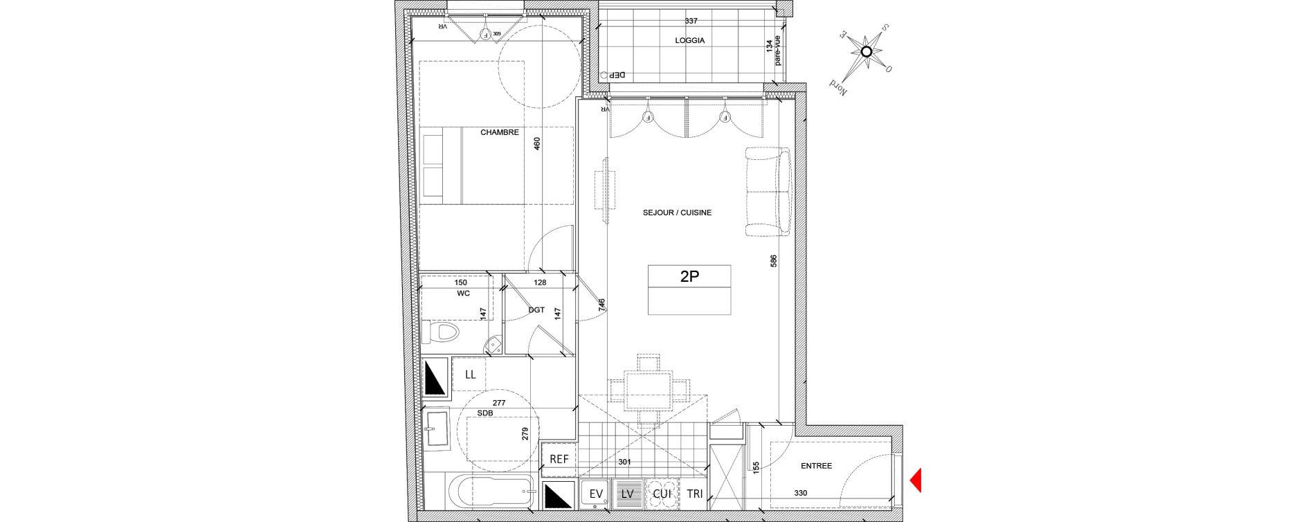 Appartement T2 de 55,92 m2 &agrave; Clamart Grand canal
