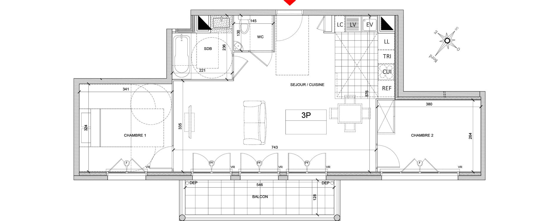 Appartement T3 de 64,14 m2 &agrave; Clamart Grand canal