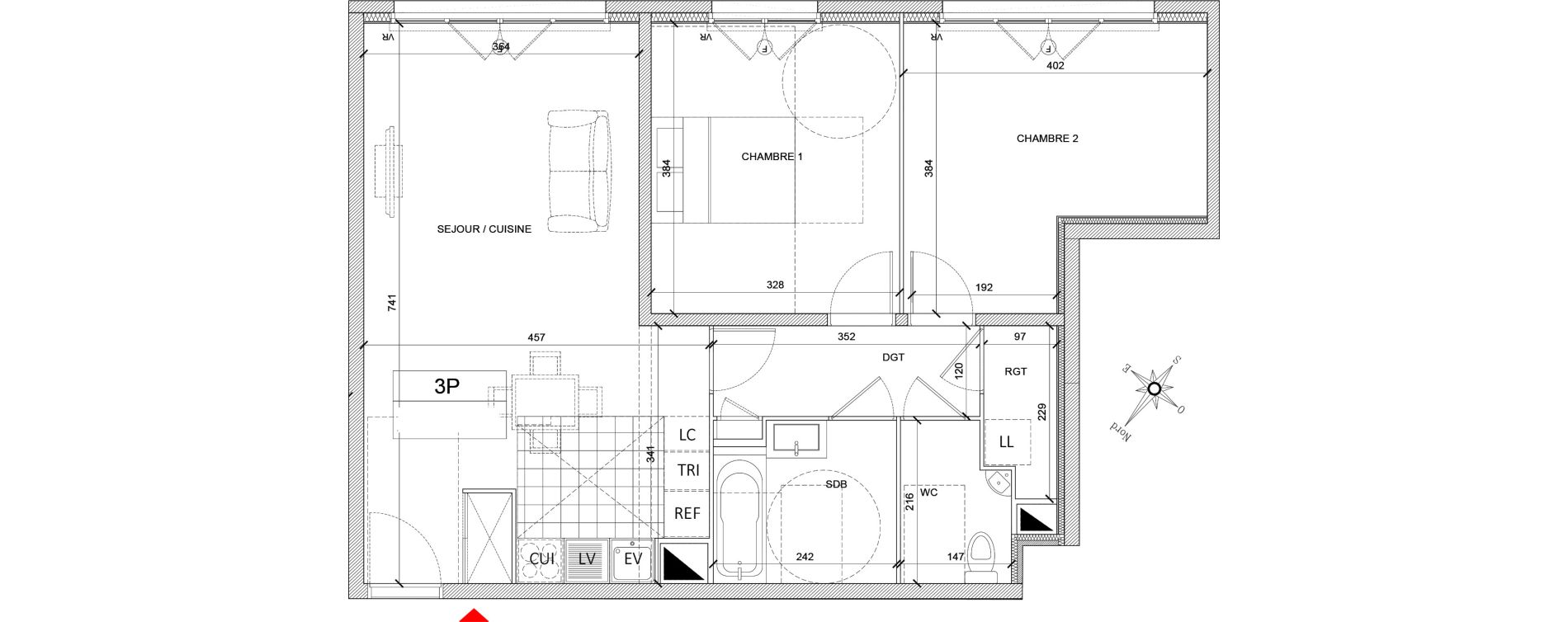 Appartement T3 de 69,23 m2 &agrave; Clamart Grand canal