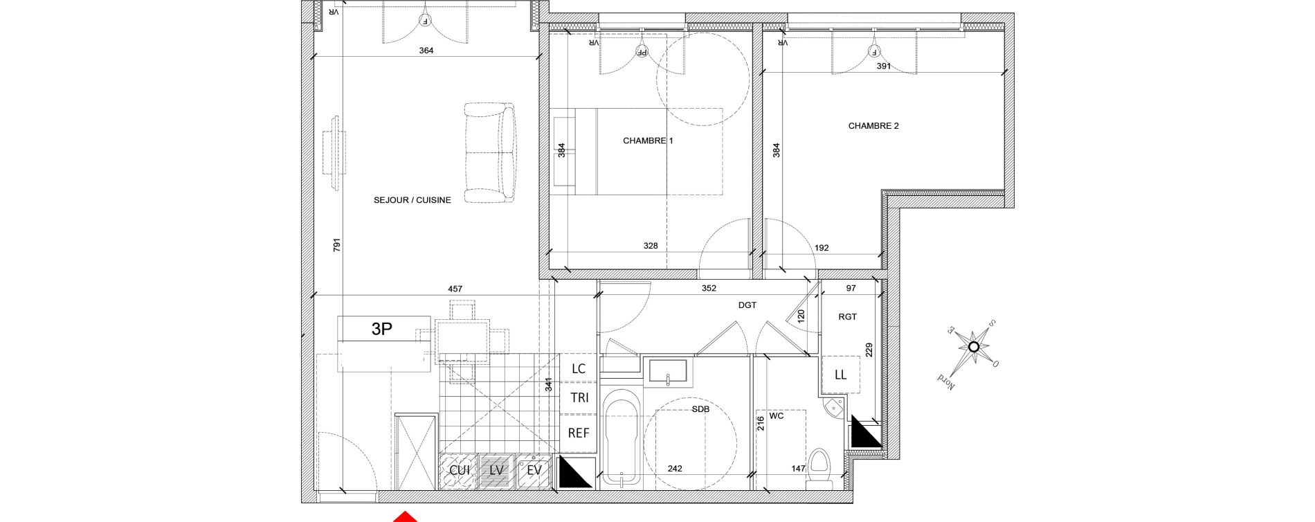 Appartement T3 de 70,49 m2 &agrave; Clamart Grand canal