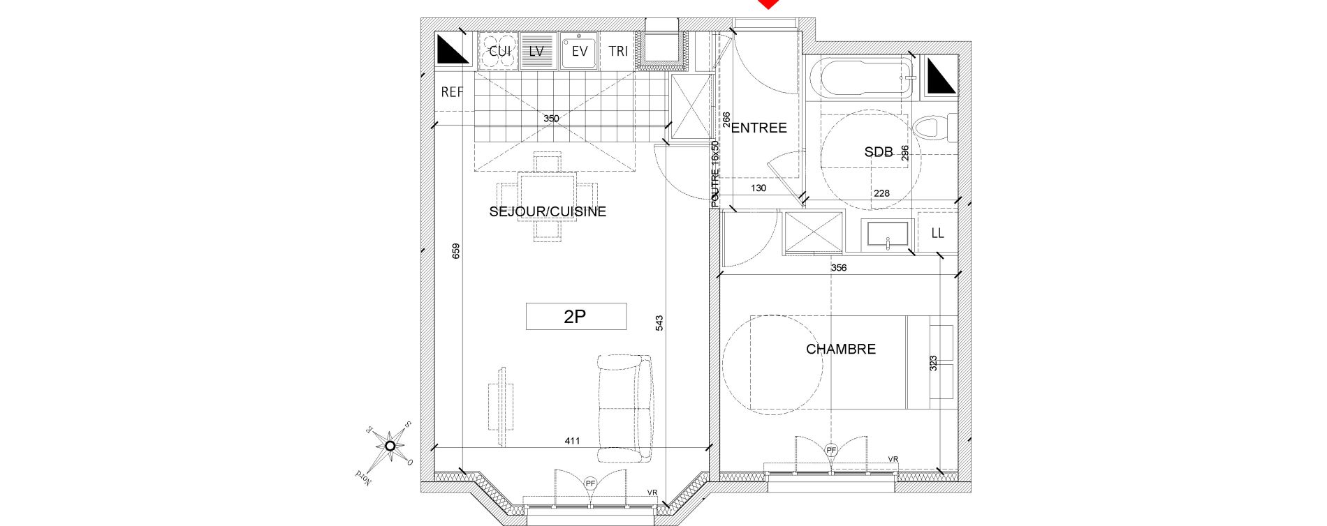 Appartement T2 de 49,54 m2 &agrave; Clamart Grand canal
