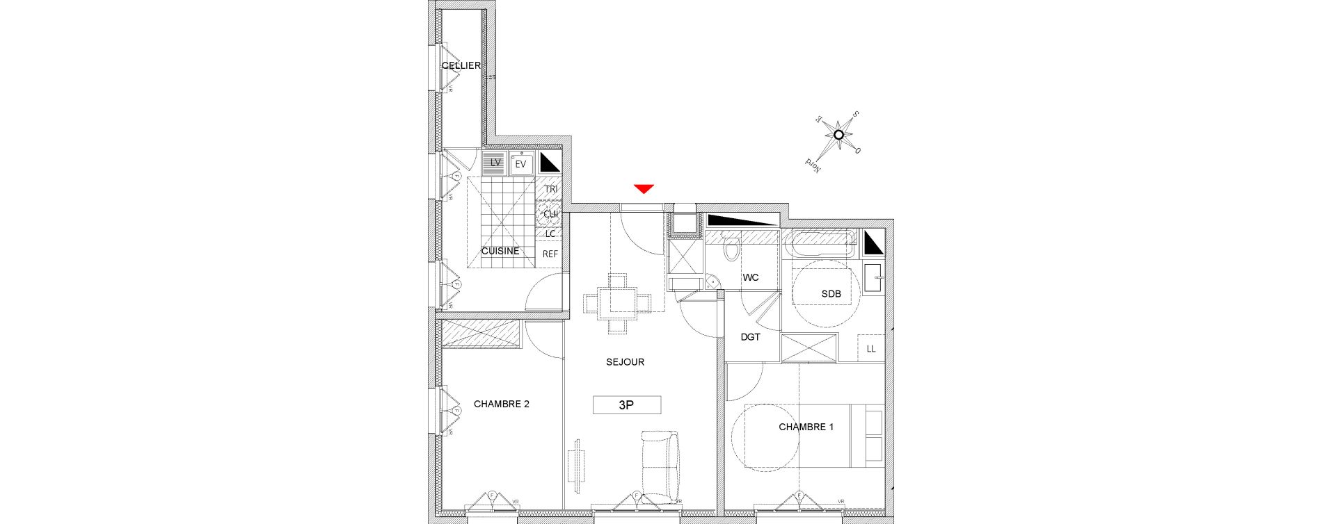 Appartement T3 de 65,46 m2 &agrave; Clamart Grand canal
