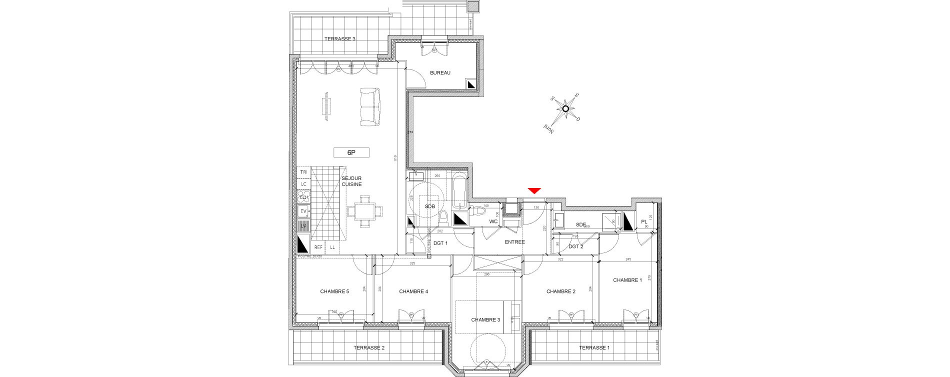 Appartement T6 de 115,60 m2 &agrave; Clamart Grand canal
