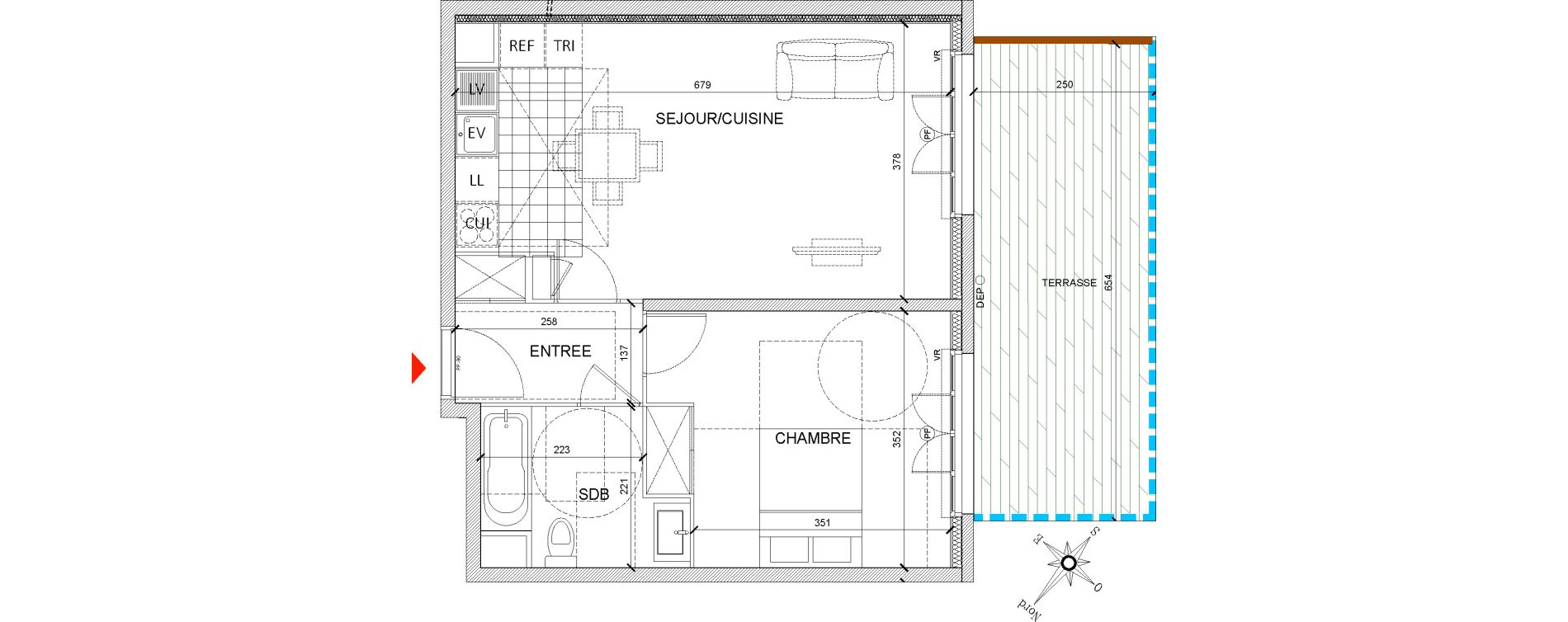 Appartement T2 de 47,74 m2 &agrave; Clamart Grand canal