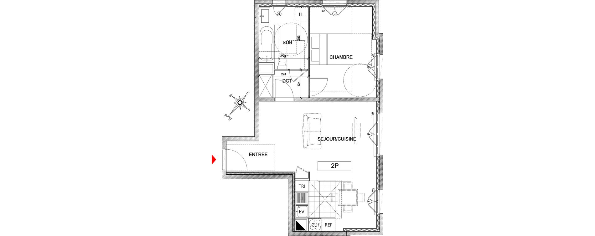 Appartement T2 de 49,26 m2 &agrave; Clamart Grand canal