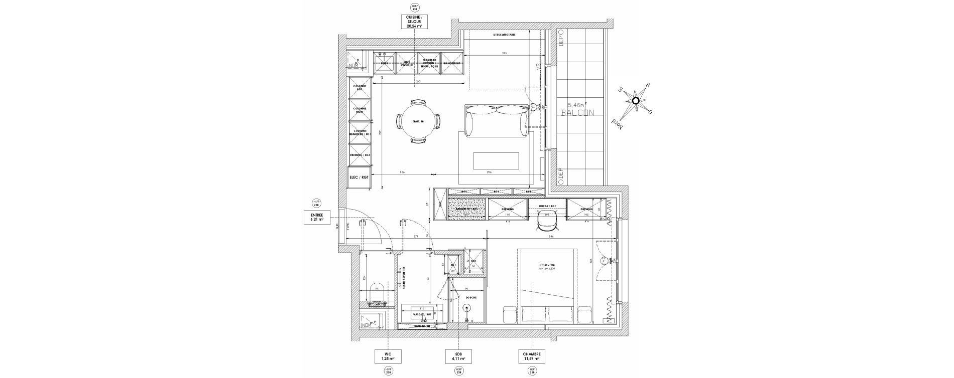 Appartement T2 de 43,42 m2 &agrave; Clamart Grand canal