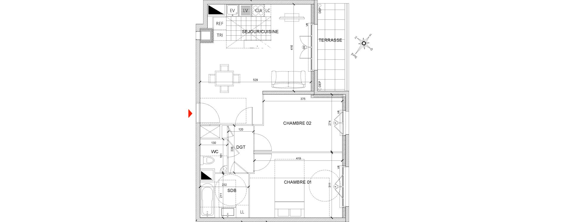 Appartement T3 de 58,59 m2 &agrave; Clamart Grand canal