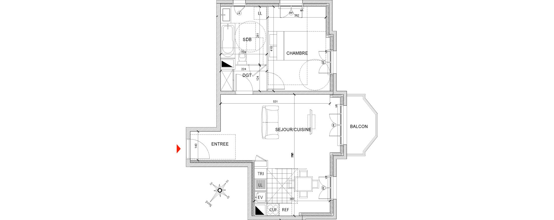 Appartement T2 de 50,26 m2 &agrave; Clamart Grand canal