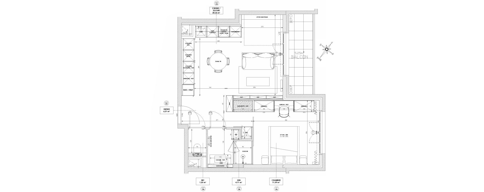 Appartement T2 de 43,42 m2 &agrave; Clamart Grand canal