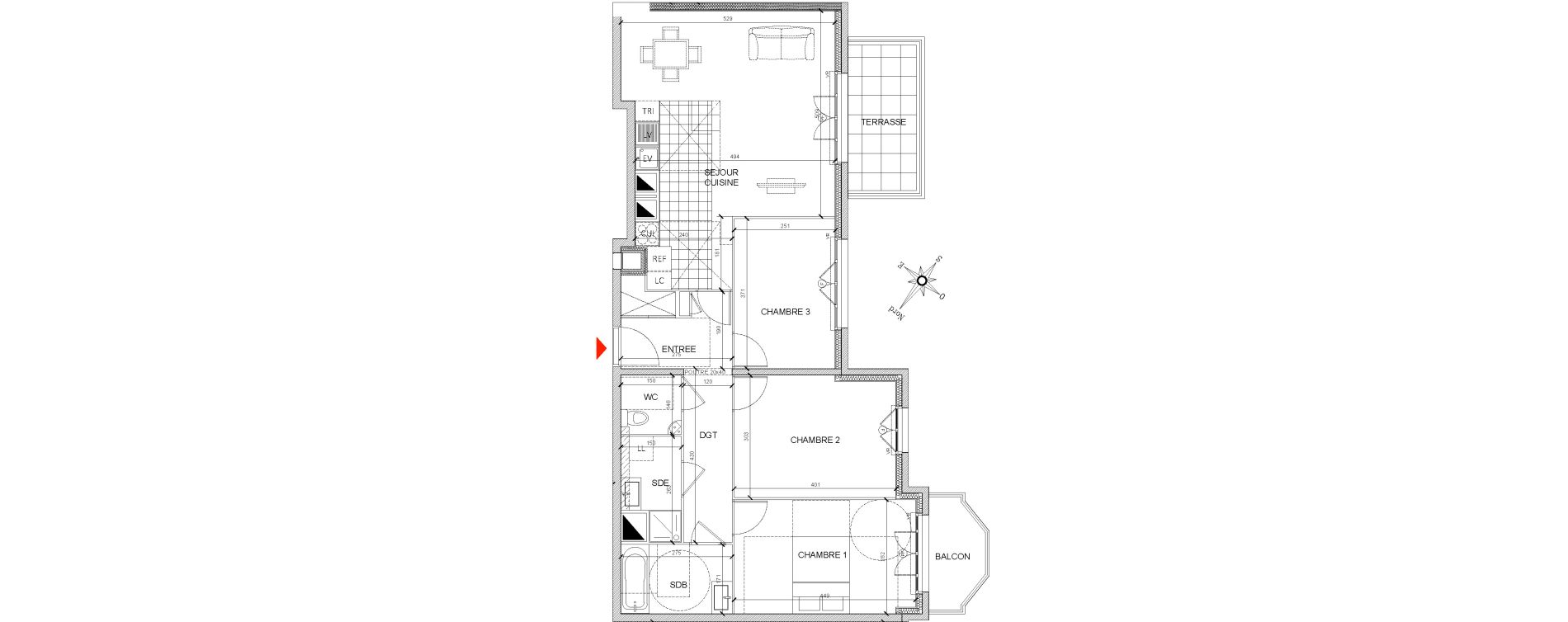 Appartement T4 de 83,51 m2 &agrave; Clamart Grand canal