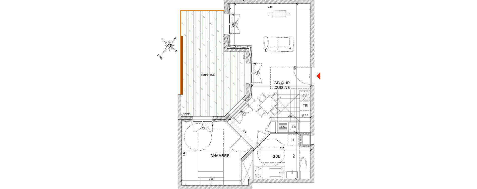 Appartement T2 de 46,11 m2 &agrave; Clamart Grand canal
