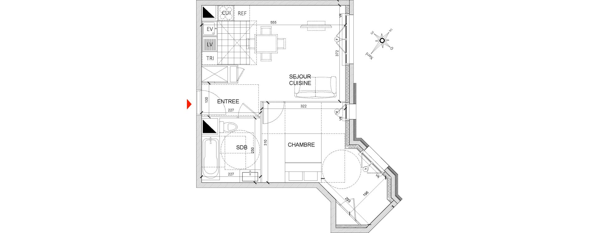 Appartement T2 de 41,11 m2 &agrave; Clamart Grand canal