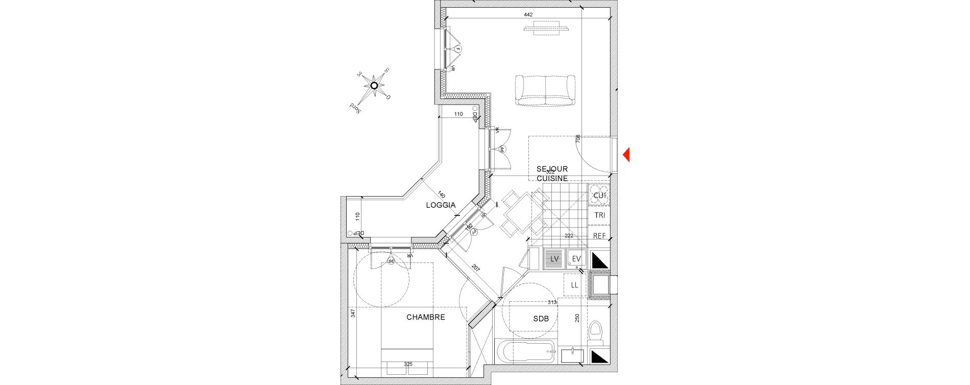 Appartement T2 de 46,12 m2 &agrave; Clamart Grand canal