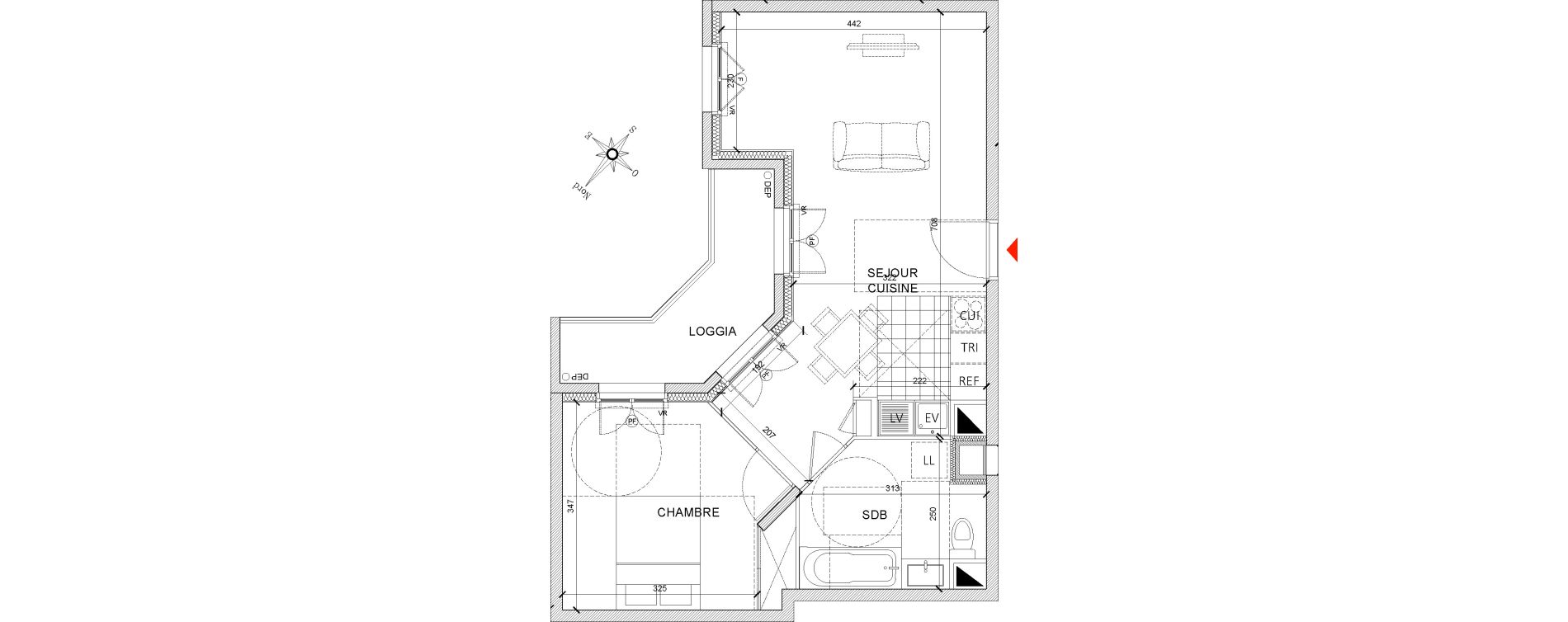 Appartement T2 de 46,11 m2 &agrave; Clamart Grand canal