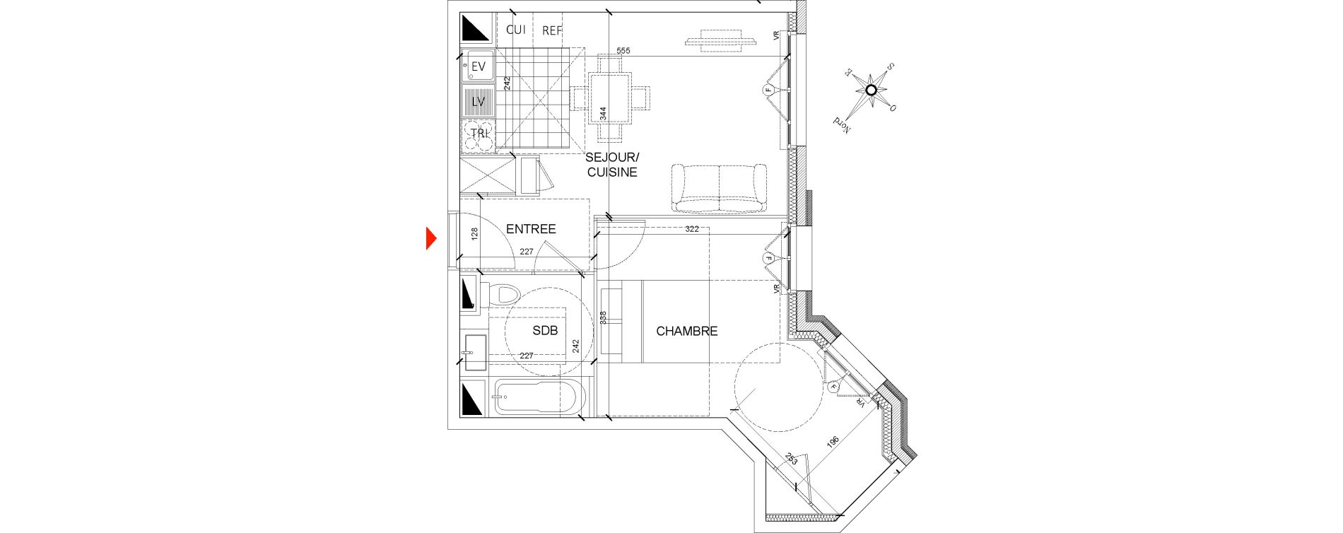Appartement T2 de 41,00 m2 &agrave; Clamart Grand canal