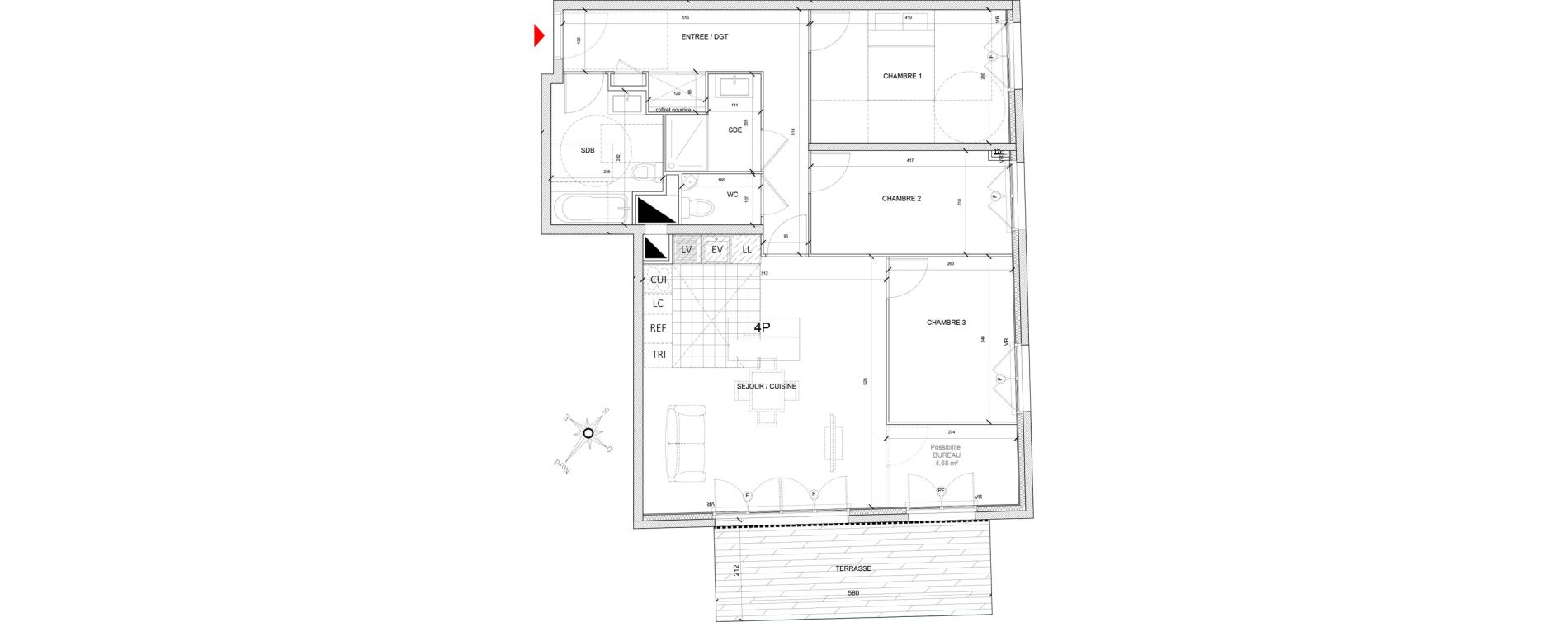 Appartement T4 de 85,57 m2 &agrave; Clamart Grand canal