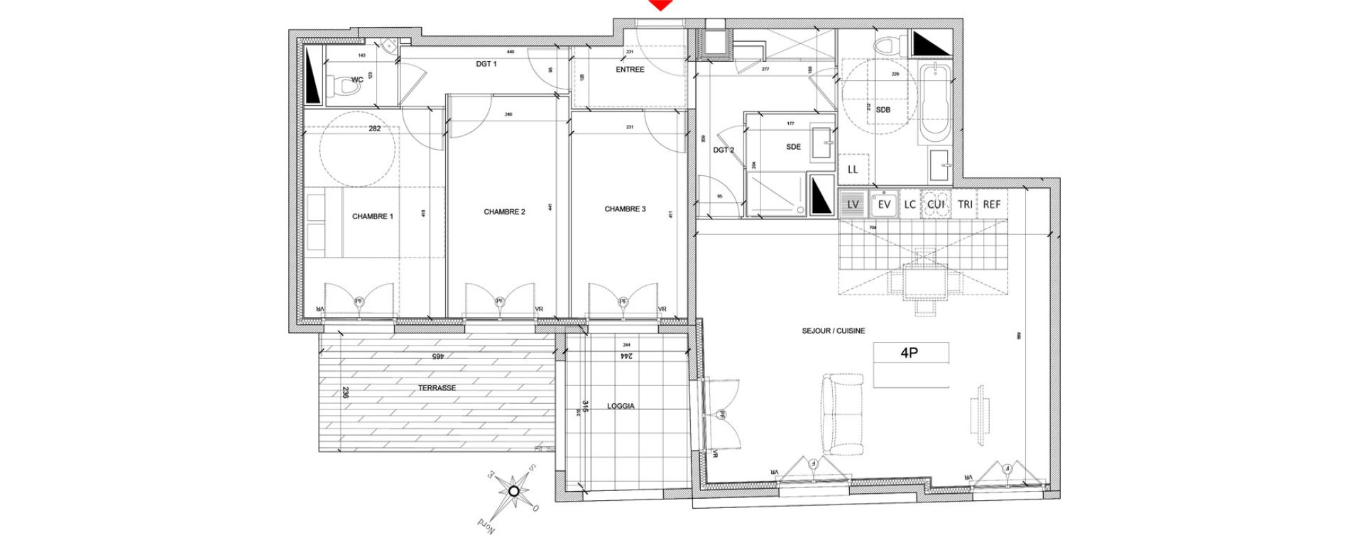 Appartement T4 de 94,76 m2 &agrave; Clamart Grand canal