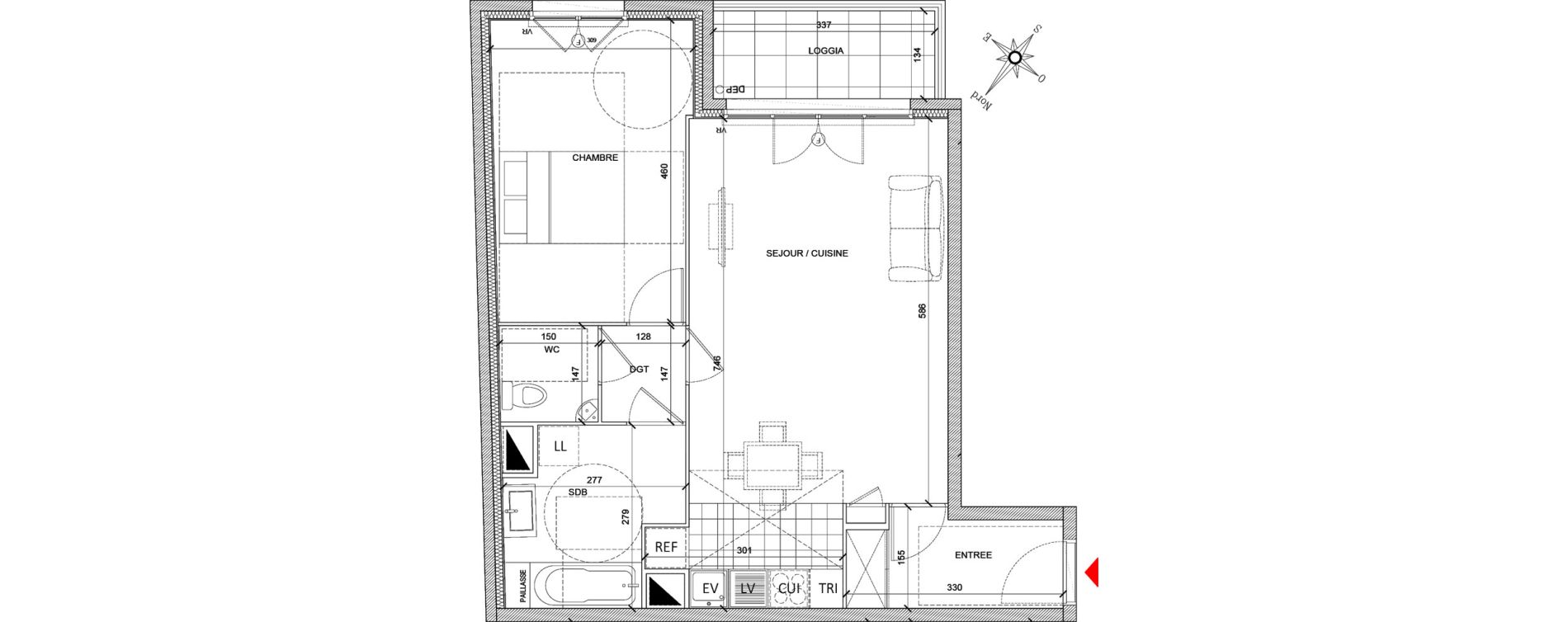 Appartement T2 de 55,92 m2 &agrave; Clamart Grand canal