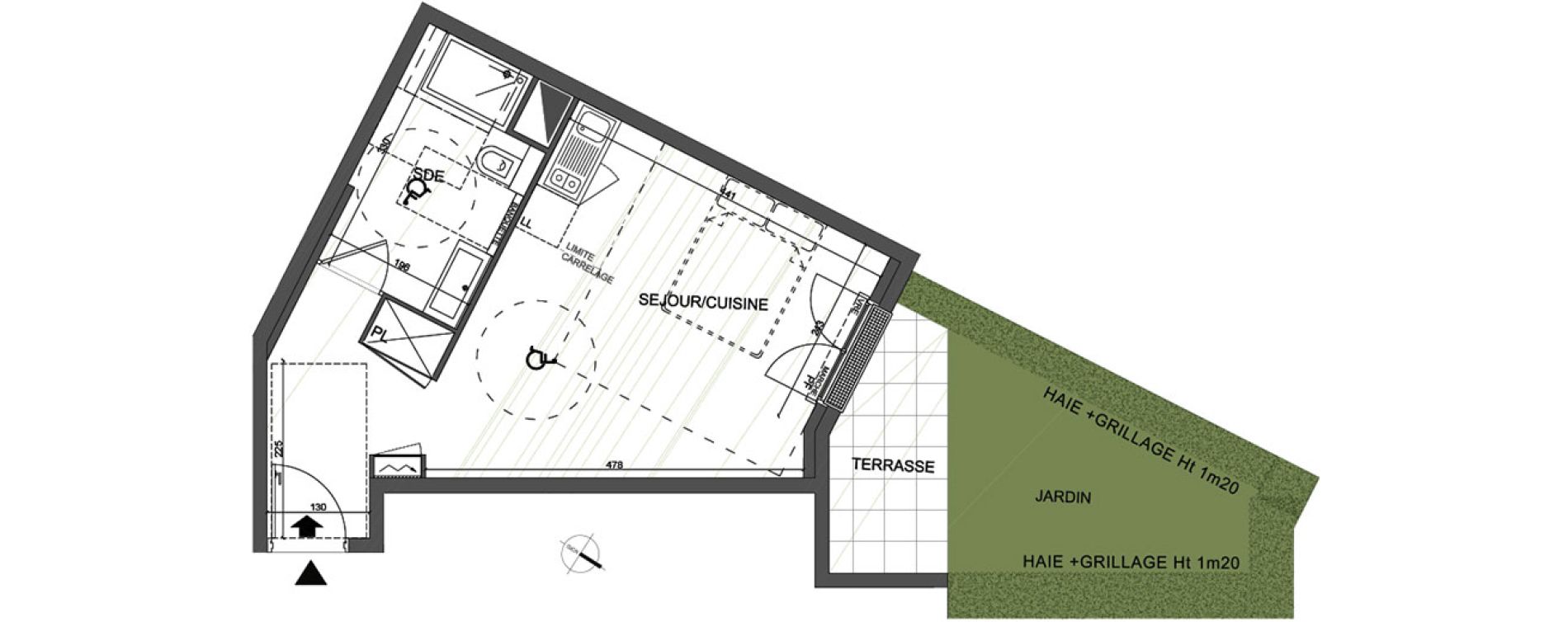 Appartement T1 de 30,30 m2 &agrave; Clamart Jardin parisien