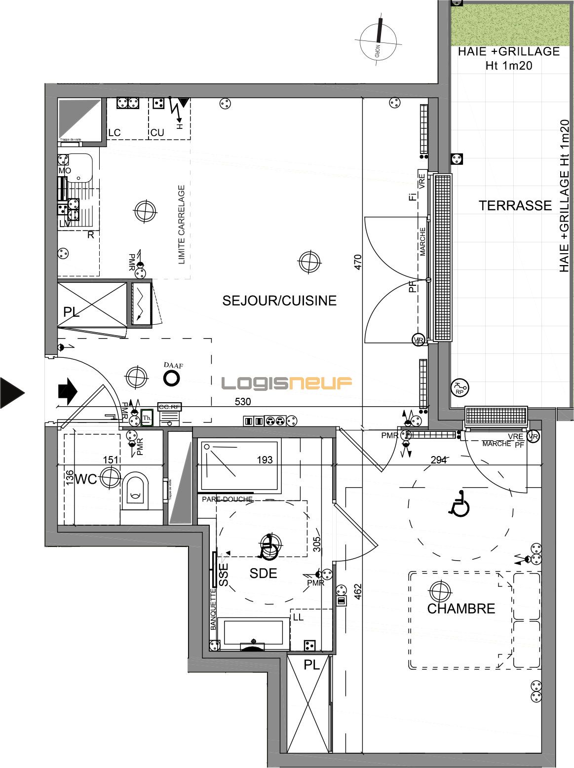 Appartement T2 de 46.30 m2 RDC E Carré Parisien Clamart ref 252