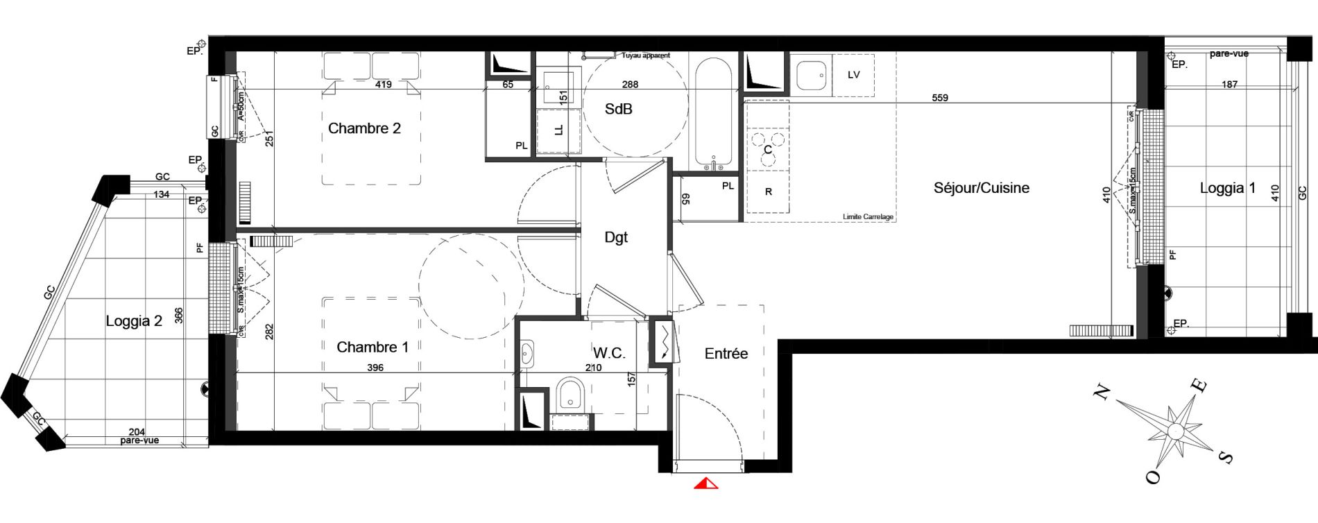 Appartement T3 de 60,54 m2 &agrave; Clamart Le petit clamart