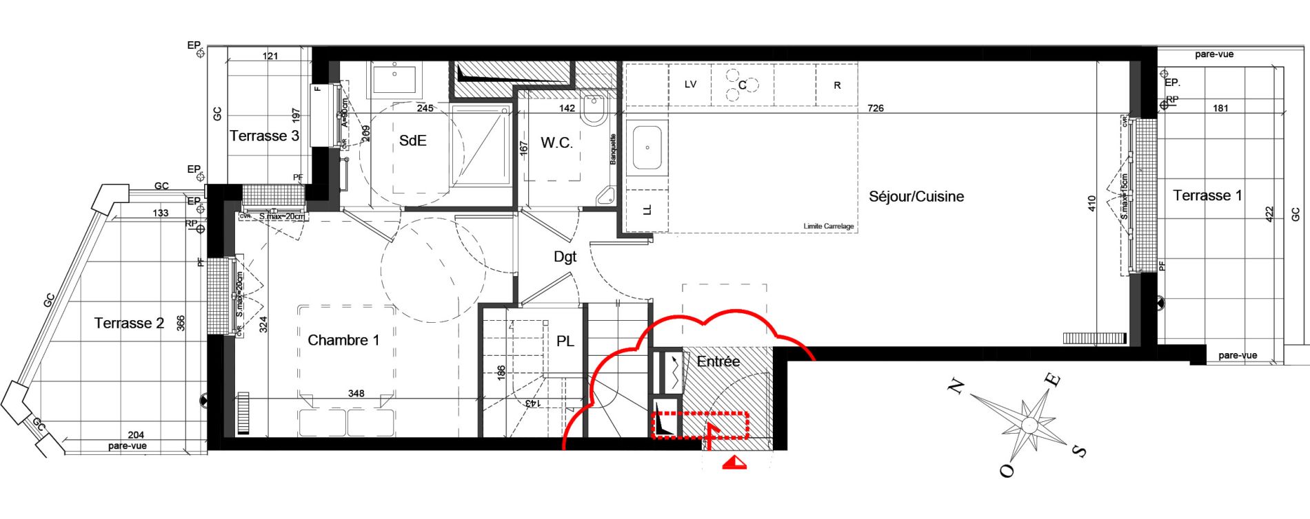 Duplex T4 de 82,43 m2 &agrave; Clamart Le petit clamart