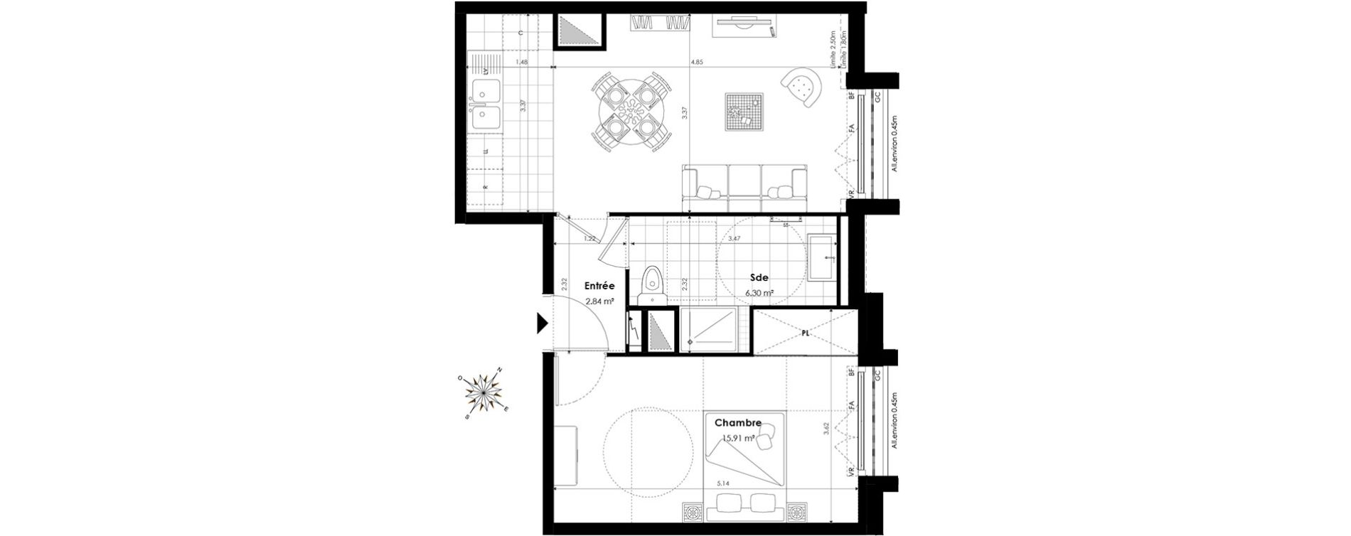 Appartement T2 de 46,36 m2 &agrave; Clamart Panorama