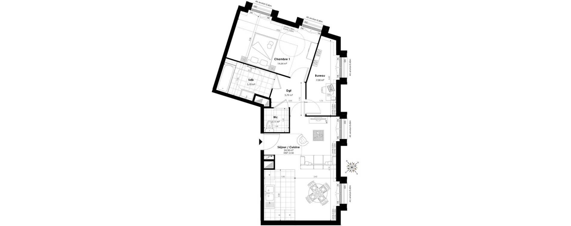 Appartement T3 de 57,90 m2 &agrave; Clamart Panorama