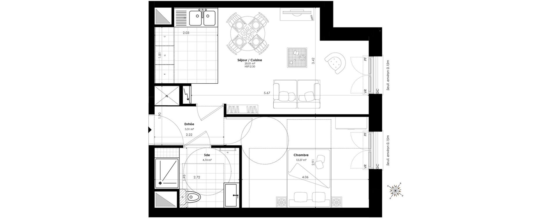Appartement T2 de 40,33 m2 &agrave; Clamart Panorama