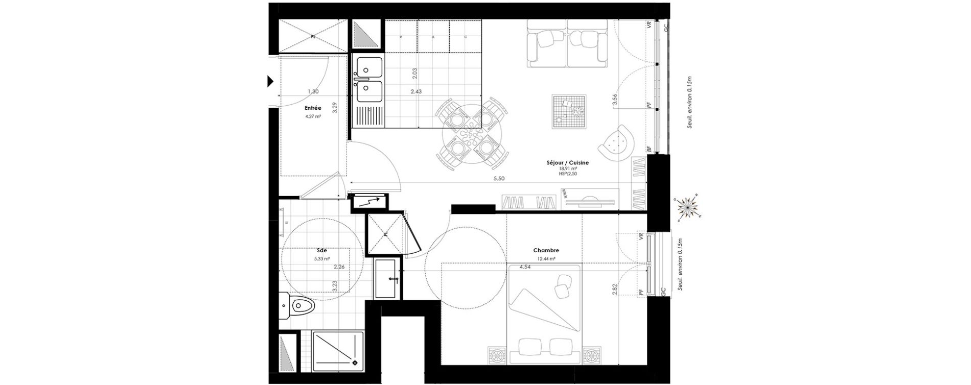Appartement T2 de 40,95 m2 &agrave; Clamart Panorama