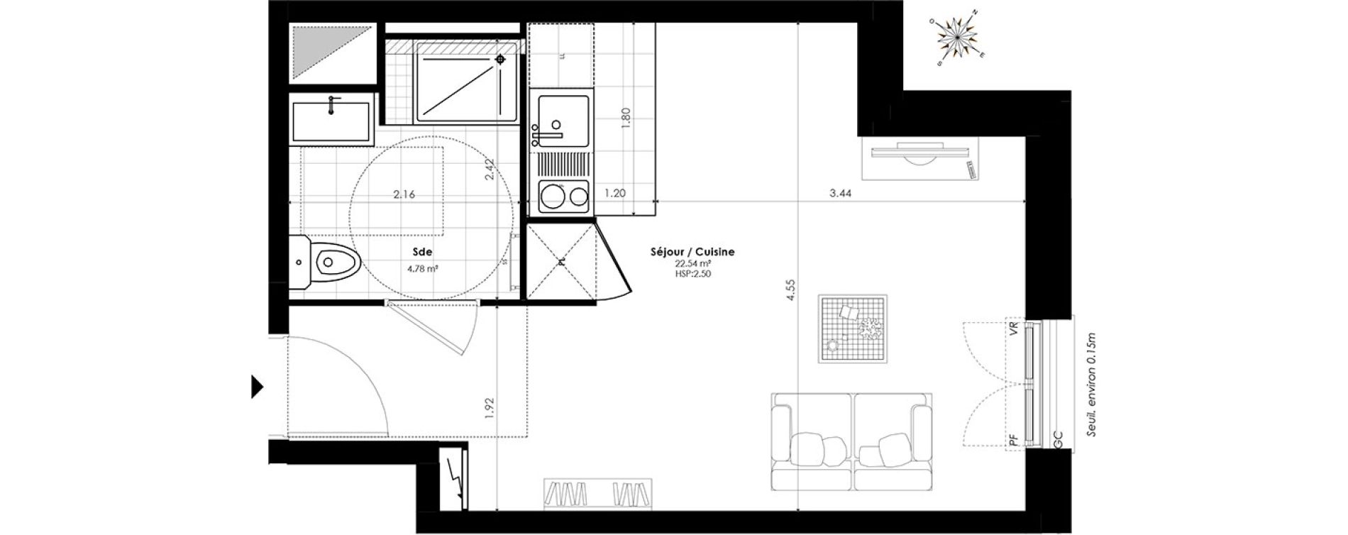 Appartement T1 de 27,32 m2 &agrave; Clamart Panorama