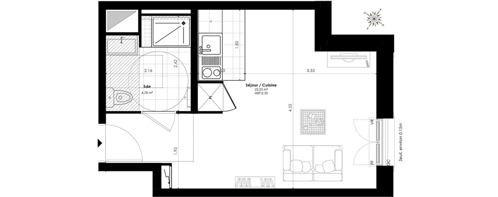 Appartement T1 de 27,03 m2 &agrave; Clamart Panorama